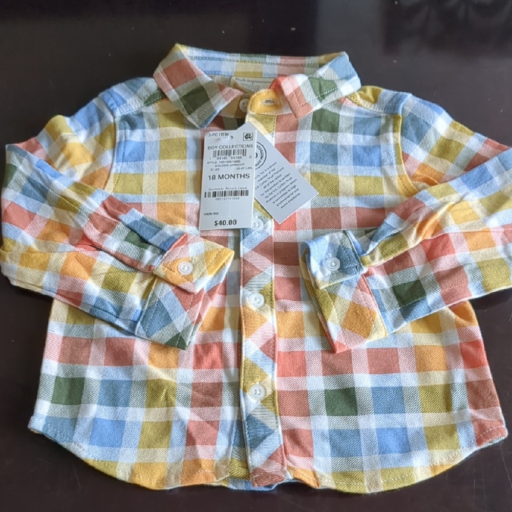 Plaid Multicolor Kids Shirt NWT 18 Months